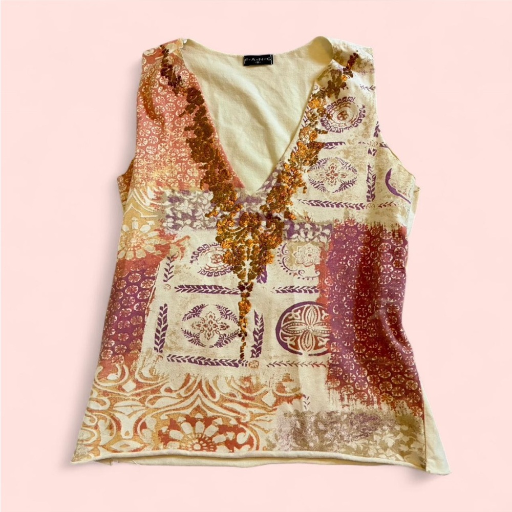 Vintage Fang Y2K Sequin Embellished Tank Top
